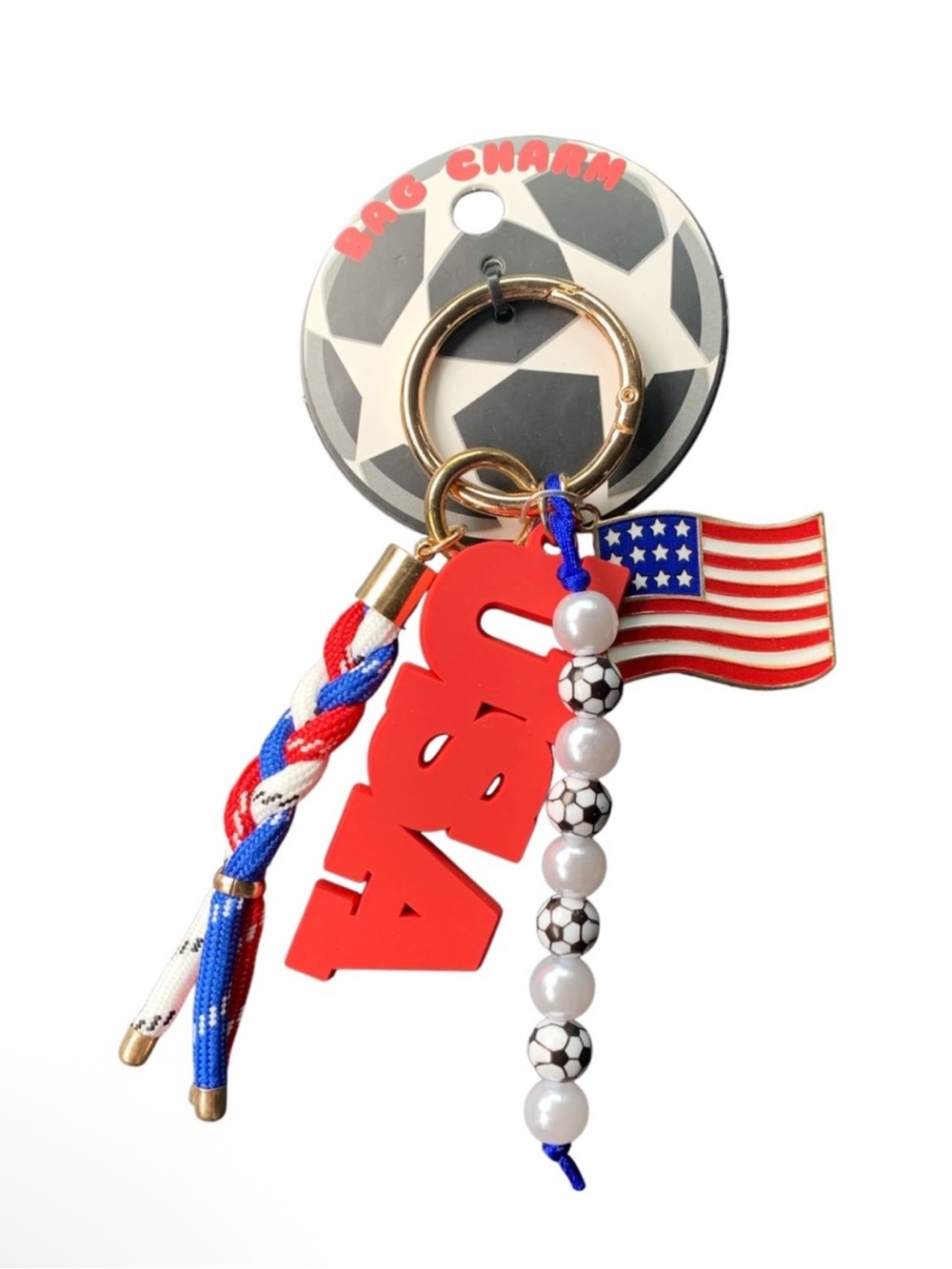 World Cup USA Soccer-Themed Keychain / Bag Charm - New